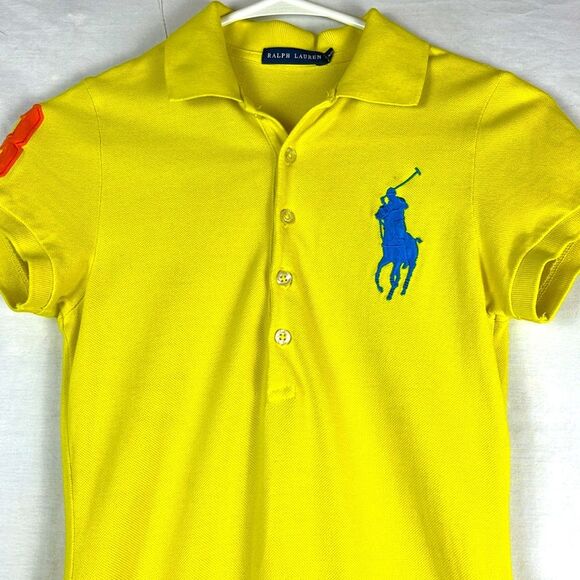 Rare Vintage Ralph Lauren Yellow Large Pony Cotton Dress - Picture 2 of 7